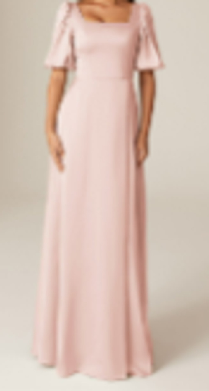 FORMAL AW  SZ 0 XS pearl pink satin Etta bridesmaid formal party dress NEW 0B19